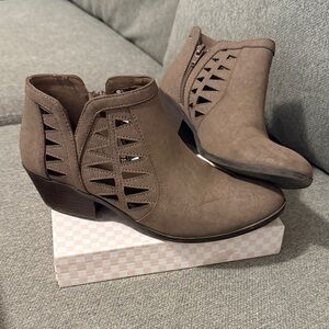 Soda Taupe Cutout Ankle Booties